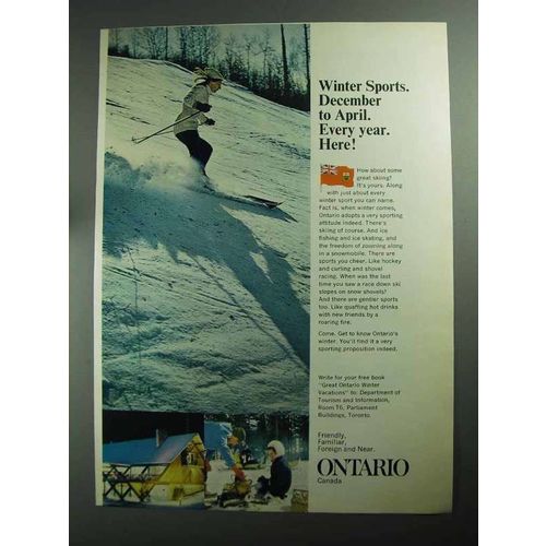 1968 Ontario Canada Ad - Winter Sports