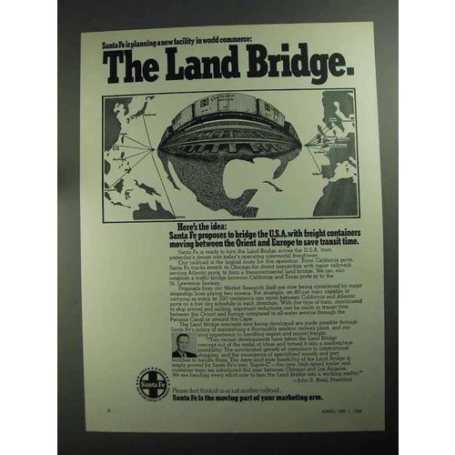 1968 Santa Fe Railroad Ad - The Land Bridge