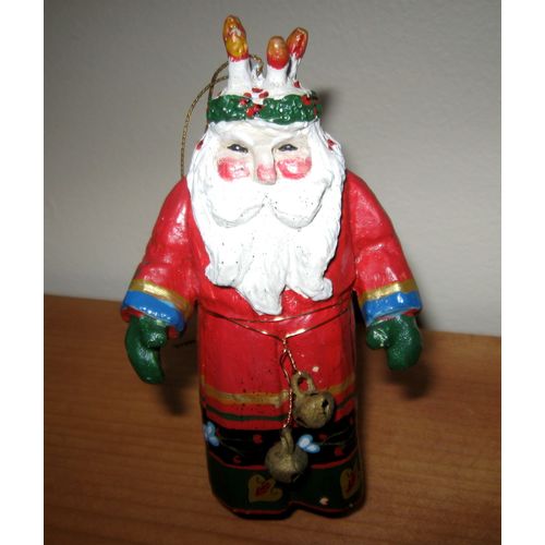 House of Hatten Ornament - Santa with Candle Wreath on Head