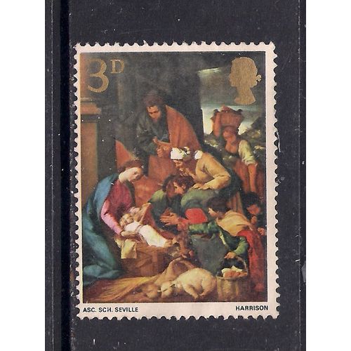 GB 1967 QE2 3d Christmas Paintings used stamp SG 756 ( E342 )