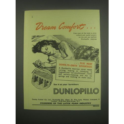 1949 Dunlopillo Mattress Ad - Dream comfort