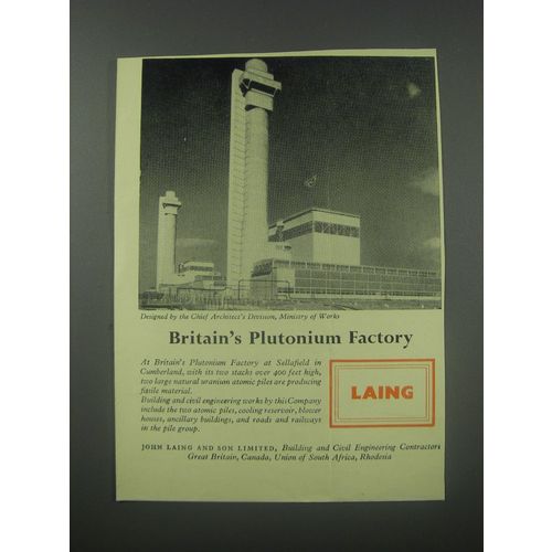 1954 John Laing and Son Ad - Britain's Plutonium Factory