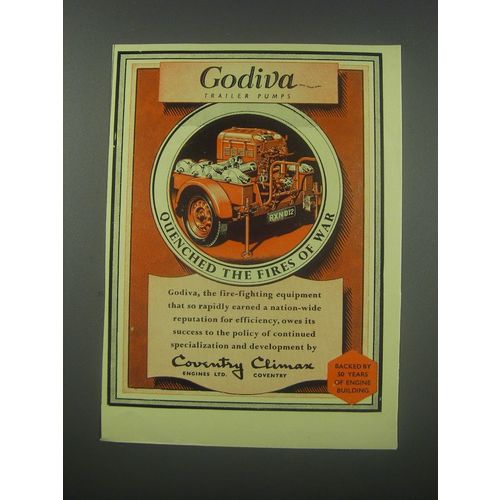 1954 Coventry Climax Godiva Fire -Fighting Equipment Ad - Godiva Trailer Pumps