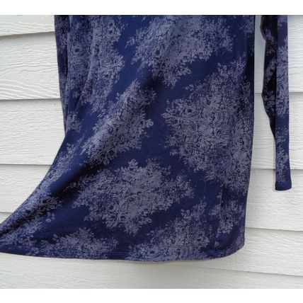Pure Jill Blue Print Tunic Top Womens LP 41 Chest Pullover A-line style