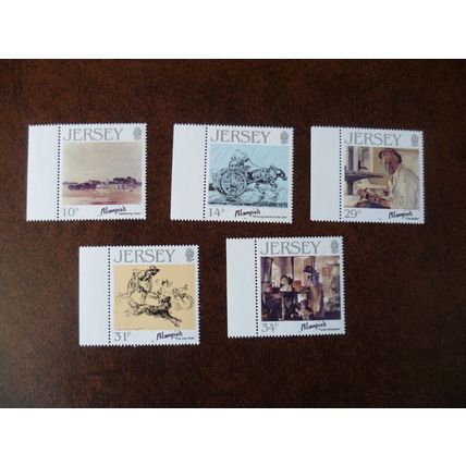 Jersey 1986 Edmund Blampied set mint stamps SG397-401 artist painter art