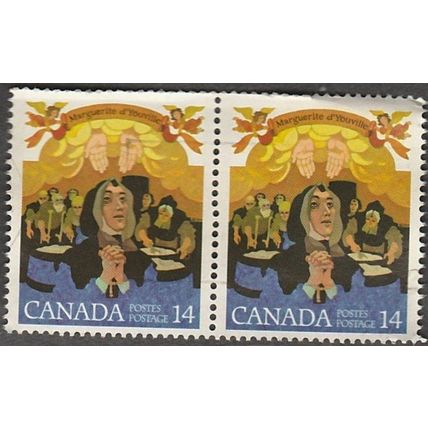 Canada 1978 14c Value. Marguerite de Youville, Founder of Grey Nuns. F/Used Pair