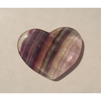 F Fluorite Heart Gemstone Touch Stone 1.275 Inch Energy Work Pendant
