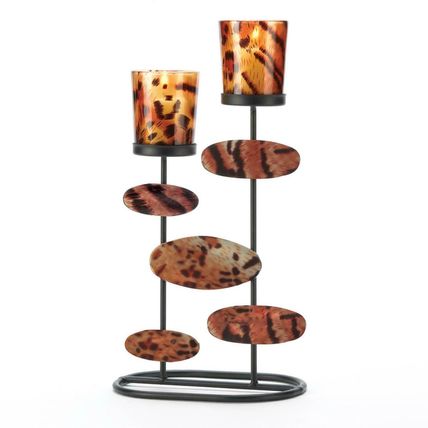 African Decor Tiger Stripes New Votive Holder Candle Accent Piece 11.5" Gifts