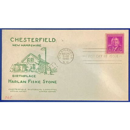 ZAYIX - United States FDC 965 Chesterfield Limited - Harlan Fiske Stone