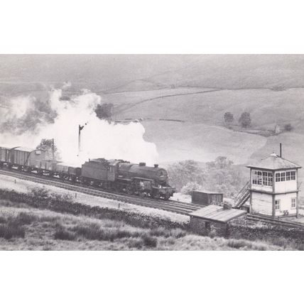 Engine 42771 Denthead Signal Box Station Freight Train Railway Postcard