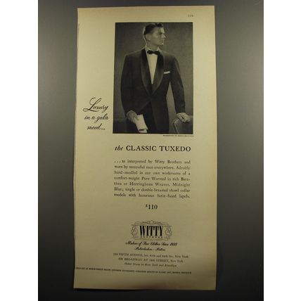 1952 Witty Brothers Classic Tuxedo Ad - Photo by Fabian Bachrach
