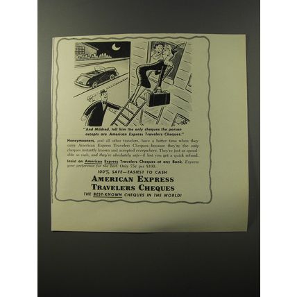 1953 American Express Travelers Cheques Ad - Cartoon by Syd Hoff