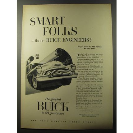 1953 Buick Cars Ad - Smart folks - those Buick Engineers