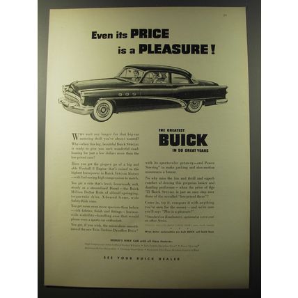 1953 Buick Special Car Ad - Even its price is a pleasure
