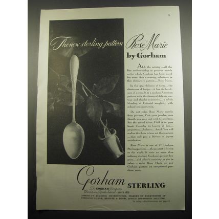 1933 Gorham Sterling Ad - The new sterling Rose Marie by Gorham