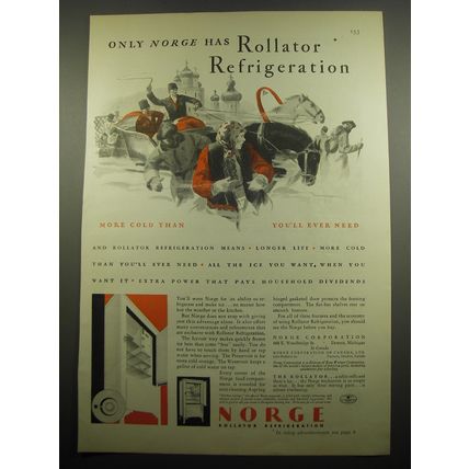 1932 Norge Rollator Refrigerator Ad - Only Norge has Rollator Refrigeration