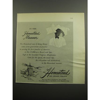 1955 The Homestead Resort Ad - In the Homestead Manner
