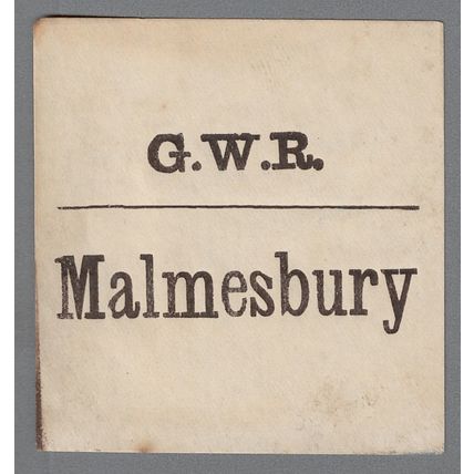 GREAT WESTERN RAILWAY LUGGAGE LABEL - MALMESBURY (Lwr case)