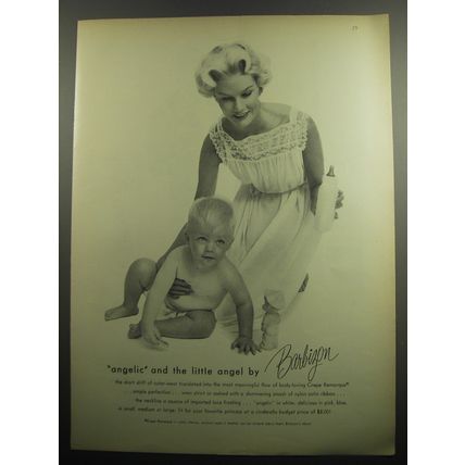 1957 Barbizon Lingerie Ad - Angelic and the little angel by Barbizon