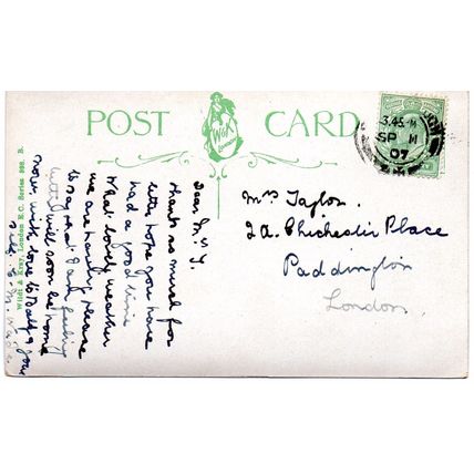 My Lady's Pet DOG. 1907 Vintage Postcard W & K 998.B (GRN)
