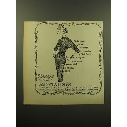 1959 Montaldo's Fashion by Teal Traina Ad - Checks appeal for Fall
