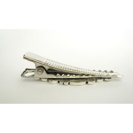 Small silver metal filigree alligator hair clip barrette for fine thin hair