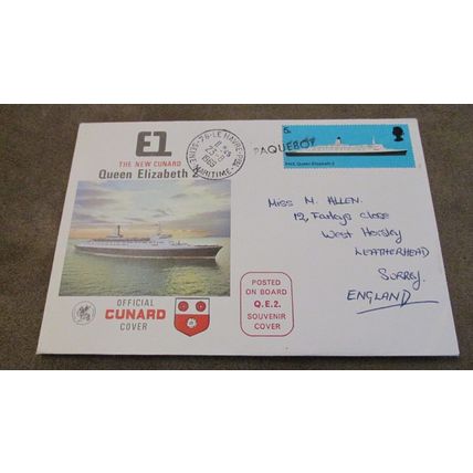 Wessex 1969 GB Cover - New Cunard Queen Elizabeth 2 Ocean Liner ship