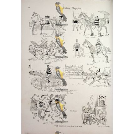 Mechanical Racehorse, Victorian Humour, Book Illustration (Print), 1893