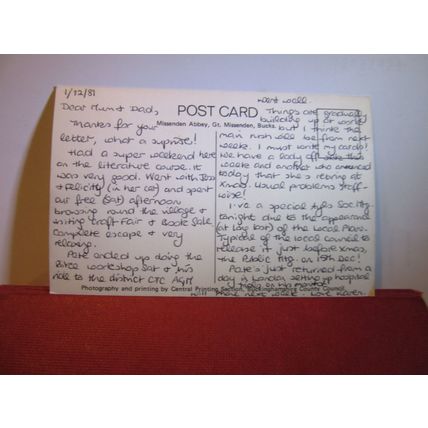 MISSENDEN ABBEY, Gt. MISSENDEN, BUCKINGHAMSHIRE used postcard dated 1981 =