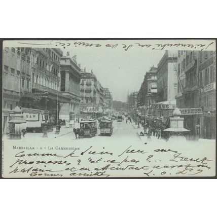 La Cannebière, Marseille, 1900 - Émile Lacour CPA