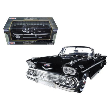 1958 Chevrolet Impala Convertible Black 1/24 Diecast Model Car by Motormax