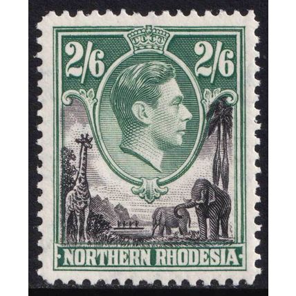 Northern Rhodesia KGVI 1938-52 2s6d Black Green Animals SG41 Mint MH