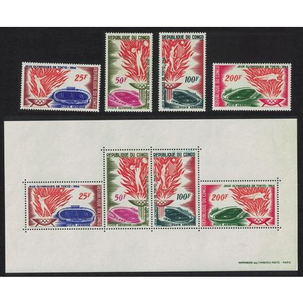 Congo Olympic Games Tokyo 4v+MS 1964 MNH SG#52-MS55a