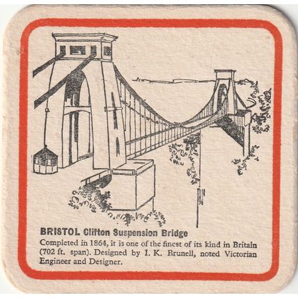BEER MAT - COURAGE BARCLAY&SIMMONDS -CLIFTON SUSPENSION BRIDGE- (Cat 016)-(1962)