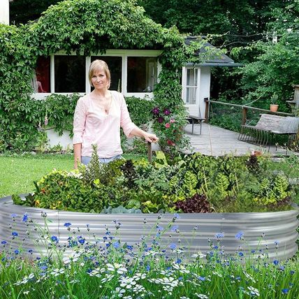 Land Guard Galvanized Raised Garden Bed Kit, Galvanized Planter Garden Boxes Out