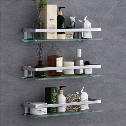 VOLPONE Bathroom Wall Shelf 15.7In Bathroom Glass Shelves Wall Mount Glass Shelf