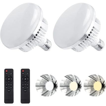 2Pack 135W Photography Light Bulb Dimmable Tricolor LED Bulbs 2700-6400K Colour