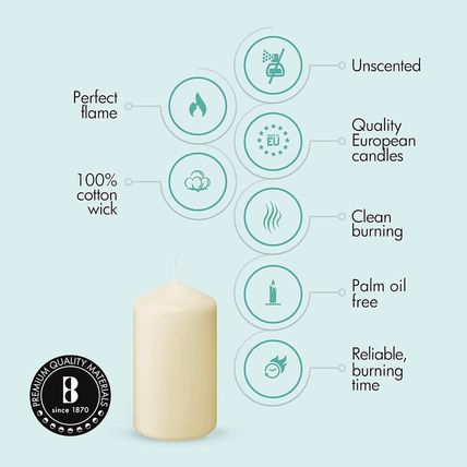 BOLSIUS 6 Ivory Pillar Candles Bulk - 3X6 Inches Candle Set - 70+ Hours Clean Bu
