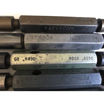 LOT THE PIPE MACHINERY GO NO GO PLUG GAGE .633,.645,.636,.631,.6054,650,.6550,ET