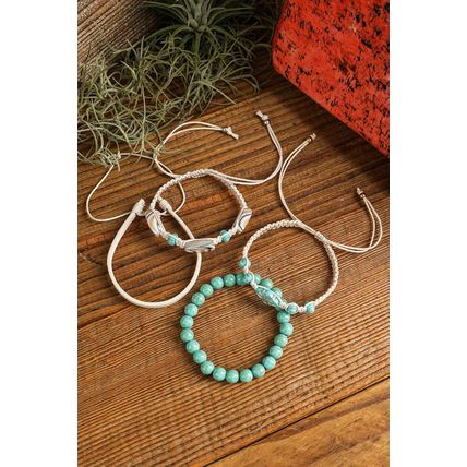 Light Blue Western Turquoise Shell Multi Layered Bracelet Set