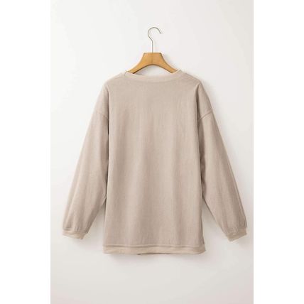 Smoke Gray Ribbed Corduroy Oversized Sweatshirt
