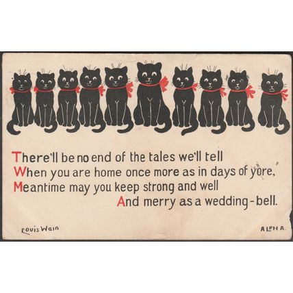 Louis Wain - There'll Be No End, 1918 - Alpha Postcard