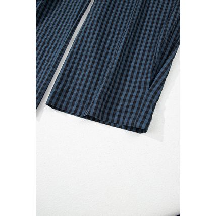 Sail Blue Plaid Print Buttoned Pocketed High Waist Overall
