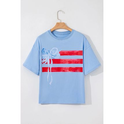 Myosotis Flag Bow Graphic Crewneck Tee