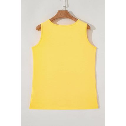 Yellow Cream Flower Graphic Casual Tank Top