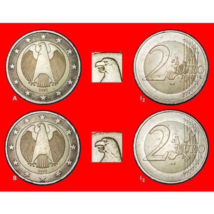 Ⰶ PHALLIC 2002-2006:GERMANY★2 EUROS 2002J 2 DISCOVERY COINS★LOW START★NO RESERVE