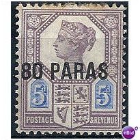 Br Levant 1890 SG5 80pa on 5d Purple & Blue Mtd Mint