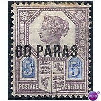 Br Levant 1890 SG5 80pa on 5d Purple & Blue Mtd Mint