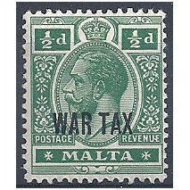 Malta 1917 SG92 1/2d Deep Green WAR TAX Mounted Mint .