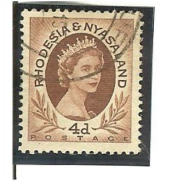 Rhodesia & Nyasaland 1954 4d Red Brown Used 2 SG 5 Sc 145